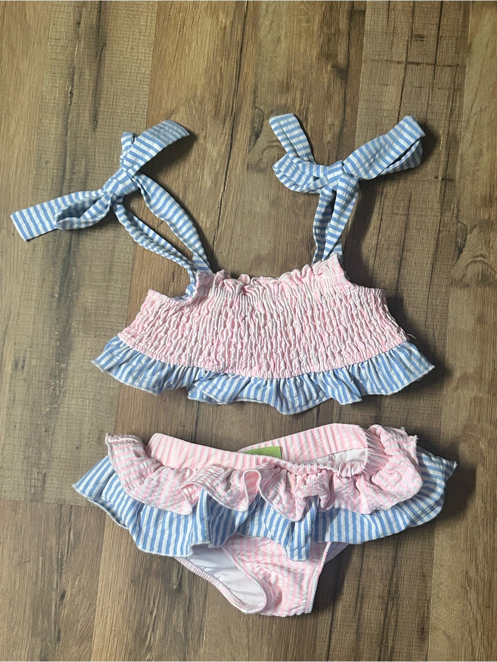 CLASSIC WHIMSEY seersucker Pink And Blue Two Piece Bathing suit 18-24 Months